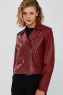 New Look Kadın Bordo Biker Ceket | Derimod New Look Kadın Bordo Biker Ceket | Derimod