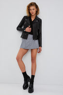 Bella Kadın Siyah Slim-Fit Biker Deri Ceket | Derimod Bella Kadın Siyah Slim-Fit Biker Deri Ceket | Derimod