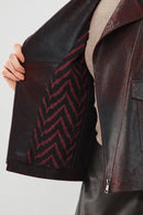 Amor Women's Burgundy Biker Leather Jacket | Derimod Amor Women's Burgundy Biker Leather Jacket | Derimod
