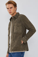 Navas Men's Mink Shirt Style Suede Leather Jacket | Derimod Navas Men's Mink Shirt Style Suede Leather Jacket | Derimod