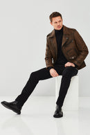 Carter Men's Brown Biker Leather Coat | Derimod Carter Men's Brown Biker Leather Coat | Derimod