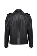 Carter Men's Black Biker Leather Coat | Derimod Carter Men's Black Biker Leather Coat | Derimod