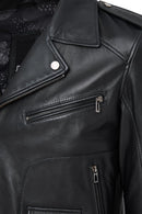 Carter Men's Black Biker Leather Coat | Derimod Carter Men's Black Biker Leather Coat | Derimod