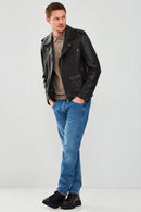 Carter Erkek Siyah Biker Deri Mont | Derimod Carter Erkek Siyah Biker Deri Mont | Derimod