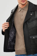 Carter Erkek Siyah Biker Deri Mont | Derimod Carter Erkek Siyah Biker Deri Mont | Derimod