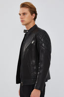 Lilard Erkek Siyah Slim-Fit Spor Deri Mont | Derimod Lilard Erkek Siyah Slim-Fit Spor Deri Mont | Derimod