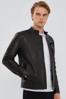 Iniesta Men's Black Leather Jacket | Derimod Iniesta Men's Black Leather Jacket | Derimod