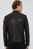 Iniesta Men's Black Leather Jacket | Derimod Iniesta Men's Black Leather Jacket | Derimod