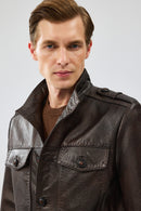 Alvarez Men's Brown Leather Jacket | Derimod Alvarez Men's Brown Leather Jacket | Derimod