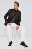 Alvarez Erkek Kahverengi Vintage Deri Ceket | Derimod Alvarez Erkek Kahverengi Vintage Deri Ceket | Derimod