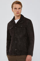 Icardi Men's Brown Suede Blazer Leather Jacket | Derimod Icardi Men's Brown Suede Blazer Leather Jacket | Derimod