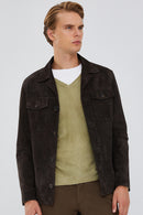 Icardi Men's Brown Suede Blazer Leather Jacket | Derimod Icardi Men's Brown Suede Blazer Leather Jacket | Derimod