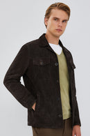 Icardi Men's Brown Suede Blazer Leather Jacket | Derimod Icardi Men's Brown Suede Blazer Leather Jacket | Derimod