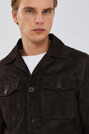 Icardi Men's Brown Suede Blazer Leather Jacket | Derimod Icardi Men's Brown Suede Blazer Leather Jacket | Derimod