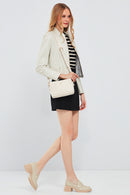 Viola Women's Beige Short Leather Jacket | Derimod Viola Women's Beige Short Leather Jacket | Derimod