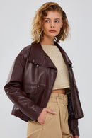 Nova Kadın Bordo Oversize Deri Ceket | Derimod Nova Kadın Bordo Oversize Deri Ceket | Derimod