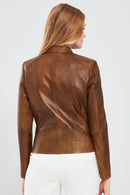 Lucky Kadın Camel Spor Kısa Deri Ceket | Derimod Lucky Kadın Camel Spor Kısa Deri Ceket | Derimod