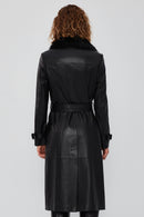 Fonda Women's Black Fur Leather Coat | Derimod Fonda Women's Black Fur Leather Coat | Derimod