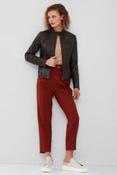 Kim Kadın Vizon Kısa Deri Ceket | Derimod Kim Kadın Vizon Kısa Deri Ceket | Derimod