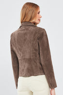 Lara Women's Mink Suede Leather Jacket | Derimod Lara Women's Mink Suede Leather Jacket | Derimod