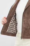 Lara Women's Mink Suede Leather Jacket | Derimod Lara Women's Mink Suede Leather Jacket | Derimod