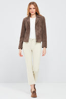 Lara Women's Mink Suede Leather Jacket | Derimod Lara Women's Mink Suede Leather Jacket | Derimod