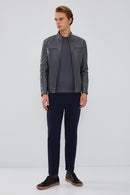 Maxim Erkek Gri Deri Ceket | Derimod Maxim Erkek Gri Deri Ceket | Derimod