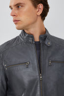 Maxim Erkek Gri Deri Ceket | Derimod Maxim Erkek Gri Deri Ceket | Derimod