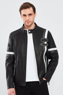 Racer Erkek Spor Slim-Fit Deri Ceket | Derimod Racer Erkek Spor Slim-Fit Deri Ceket | Derimod