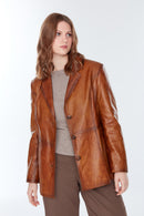 Barbara Kadın Camel Büyük Beden Deri Ceket | Derimod Barbara Kadın Camel Büyük Beden Deri Ceket | Derimod