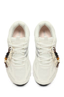 Woman White Lace-Up Thick-Soled Charm Sneaker | Derimod Woman White Lace-Up Thick-Soled Charm Sneaker | Derimod