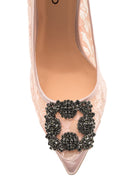 Kadın Taş Detaylı Dantel Deri Stiletto | Derimod Kadın Taş Detaylı Dantel Deri Stiletto | Derimod