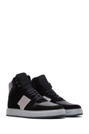 Men's Black Leather High Top Sneaker | Derimod Men's Black Leather High Top Sneaker | Derimod