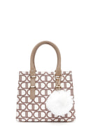 Kadın Bej Uzun Askılı Kumaş Monogram Desenli Kol Çantası | Derimod Kadın Bej Uzun Askılı Kumaş Monogram Desenli Kol Çantası | Derimod