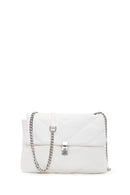 Women's White Long Strap Quilted Crossbody Bag | Derimod Women's White Long Strap Quilted Crossbody Bag | Derimod