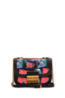 Women's Black Long Strap Printed Crossbody Bag | Derimod Women's Black Long Strap Printed Crossbody Bag | Derimod