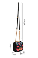 Women's Black Long Strap Printed Crossbody Bag | Derimod Women's Black Long Strap Printed Crossbody Bag | Derimod