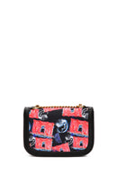 Women's Black Long Strap Printed Crossbody Bag | Derimod Women's Black Long Strap Printed Crossbody Bag | Derimod