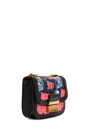 Women's Black Long Strap Printed Crossbody Bag | Derimod Women's Black Long Strap Printed Crossbody Bag | Derimod