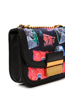 Women's Black Long Strap Printed Crossbody Bag | Derimod Women's Black Long Strap Printed Crossbody Bag | Derimod