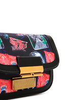 Women's Black Long Strap Printed Crossbody Bag | Derimod Women's Black Long Strap Printed Crossbody Bag | Derimod