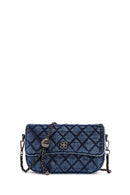 Kadın Mavi Uzun Askılı Kapitone Kumaş Çapraz Çanta | Derimod Kadın Mavi Uzun Askılı Kapitone Kumaş Çapraz Çanta | Derimod