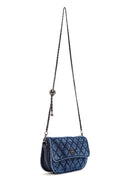 Kadın Mavi Uzun Askılı Kapitone Kumaş Çapraz Çanta | Derimod Kadın Mavi Uzun Askılı Kapitone Kumaş Çapraz Çanta | Derimod