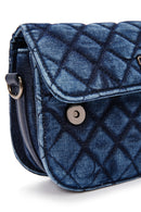 Kadın Mavi Uzun Askılı Kapitone Kumaş Çapraz Çanta | Derimod Kadın Mavi Uzun Askılı Kapitone Kumaş Çapraz Çanta | Derimod