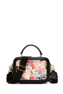 Kadın Siyah Uzun Askılı Baskılı Kol Çantası | Derimod Kadın Siyah Uzun Askılı Baskılı Kol Çantası | Derimod