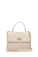 Women's Cream Long Strap Quilted Sleeve Bag | Derimod Women's Cream Long Strap Quilted Sleeve Bag | Derimod
