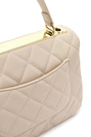 Women's Cream Long Strap Quilted Sleeve Bag | Derimod Women's Cream Long Strap Quilted Sleeve Bag | Derimod