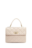Women's Cream Long Strap Quilted Sleeve Bag | Derimod Women's Cream Long Strap Quilted Sleeve Bag | Derimod