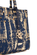 Women's Blue Long Strap Fabric Shoulder Bag | Derimod Women's Blue Long Strap Fabric Shoulder Bag | Derimod