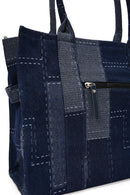 Women's Blue Fabric Shoulder Bag | Derimod Women's Blue Fabric Shoulder Bag | Derimod